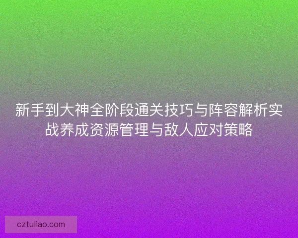 新手到大神全阶段通关技巧与阵容解析实战养成资源管理与敌人应对策略