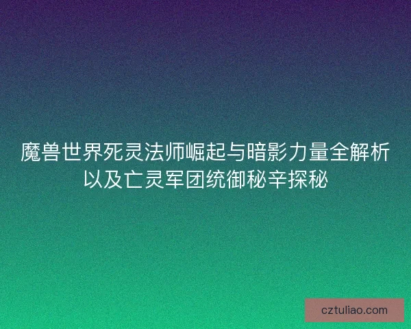 魔兽世界死灵法师崛起与暗影力量全解析以及亡灵军团统御秘辛探秘