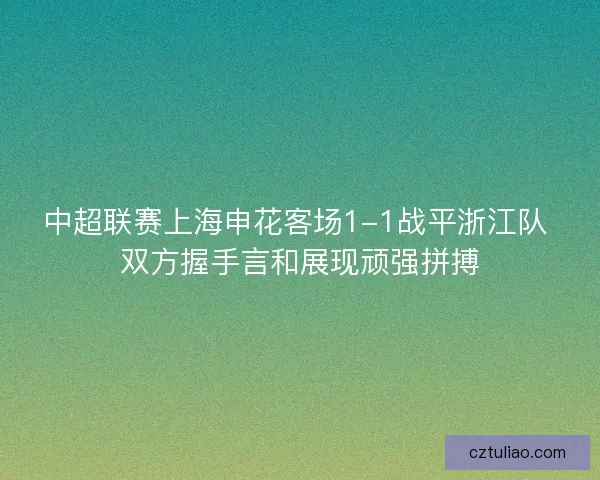 中超联赛上海申花客场1-1战平浙江队 双方握手言和展现顽强拼搏