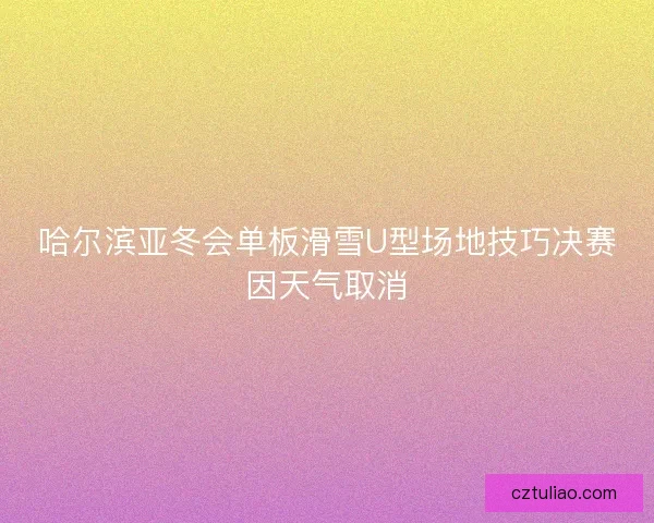 哈尔滨亚冬会单板滑雪U型场地技巧决赛因天气取消
